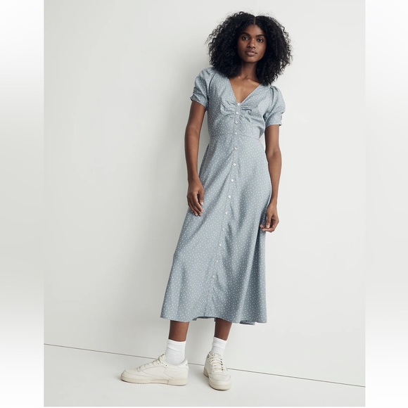Madewell | Leedra Button-Front Midi Dress in Dot - Picture 1 of 7